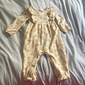 Wonder nation floral long sleeve romper, taupe maroon and yellow, 18M
